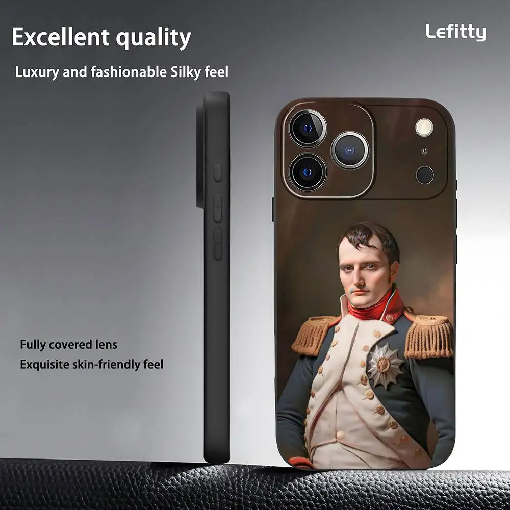 الفرنسية بطل N-نابليون جراب هاتف آيفون 17 16 15 14 13 12 11 برو ماكس بلس ميني أسود متجمد لينة شل فوندا #3