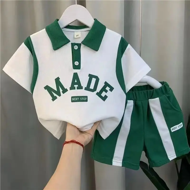 

Boys Summer Suit Babys Short Sleeve Suit PoLo Shirt 2023 New Kids Fashionable Casual Sports Two-piece Kids Outfits 0-6 Years