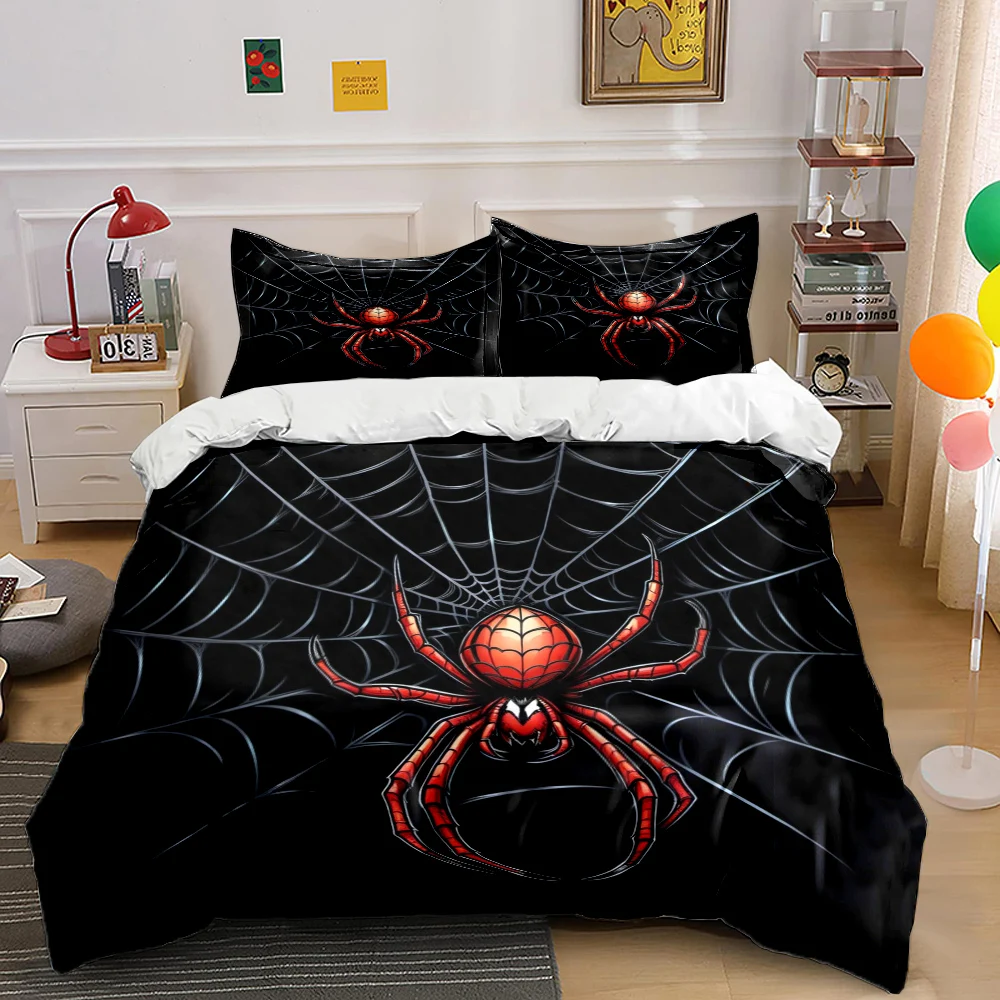 3PC Spider Web Spiders Print Bedding Set Duvet Cover 1 Duvet Cover 2 Pillowcases Adult and Children Bedding Set Luxury To Gifts