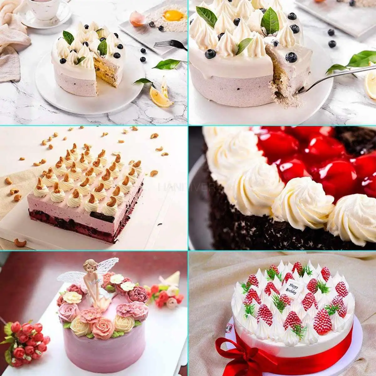 205pcs/set Cake Turntable Set Multifunction Cake Decorating Kit Pastry Tube Fondant Tool Party Kitchen Dessert Baking Supplies