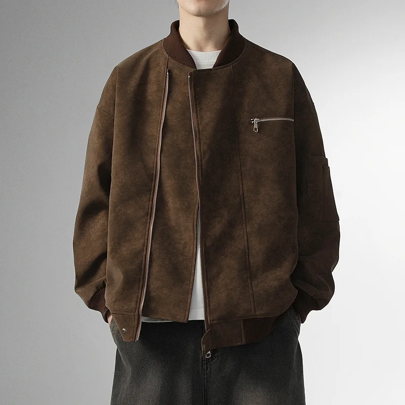 Men's Ins High Street Korean Fashion Loose Jacket Lapel Long Sleeve Cardigan Top