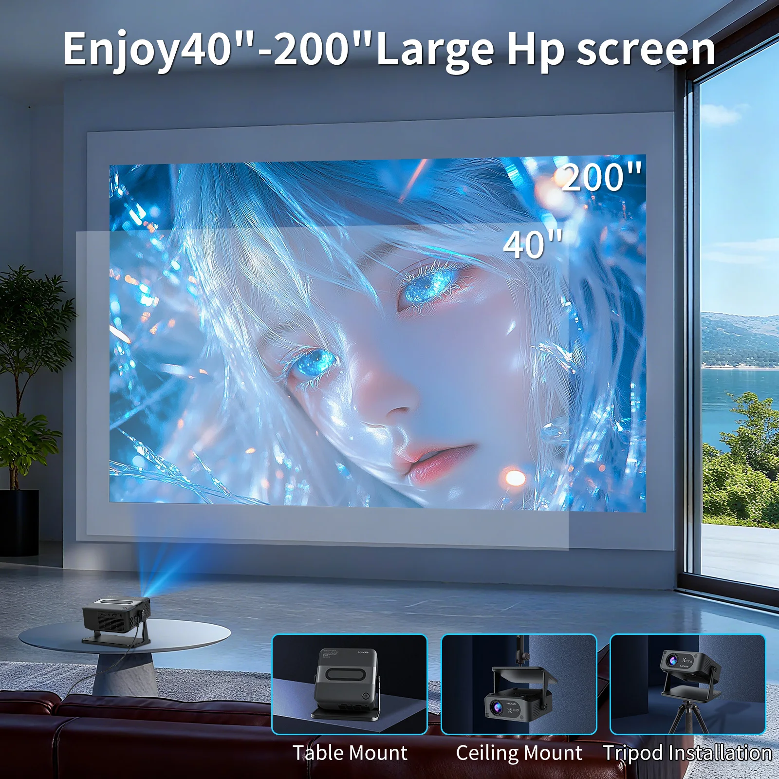 جهاز عرض XNANO 4K HA109 1080P يدعم 200 بوصة أندرويد 11 مزدوج WIFI6 تركيز تلقائي Allwinner H713 300ANSI لأجهزة عرض المسرح المنزلي #4