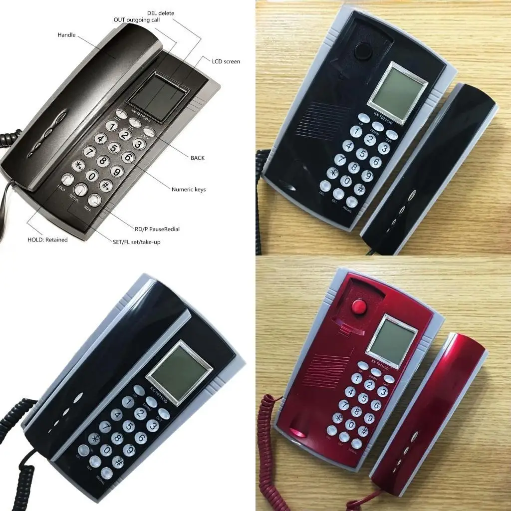 652F KX~071 Desktop Corded Telephone LED Display Fixed Landline Phone Call Memory Last Number Redials Wall Mountable