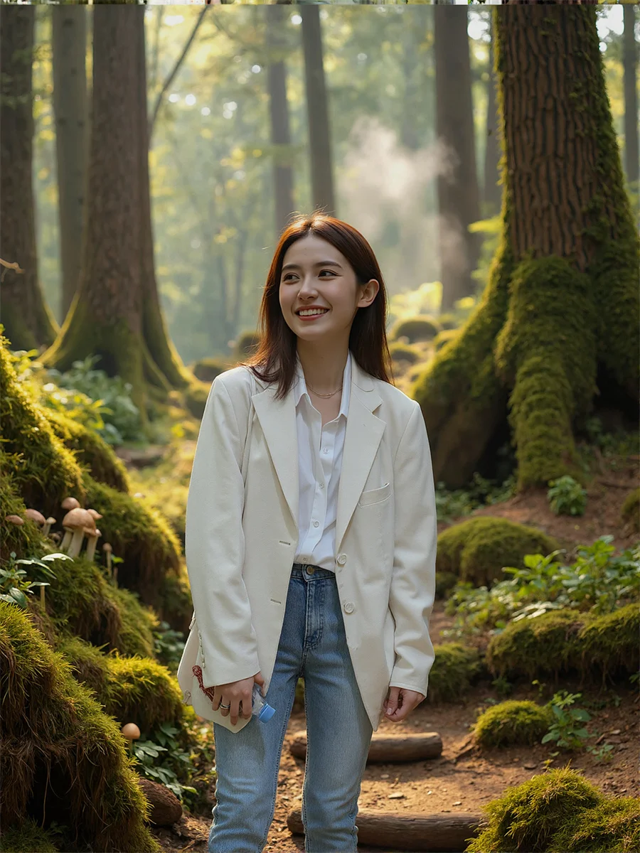 السترة النسائية معاطف أسود أبيض أنواع الجيب مجموعة Cinching الموسم Preppy Bf الزي الياباني المشمش الصيني الأدبي