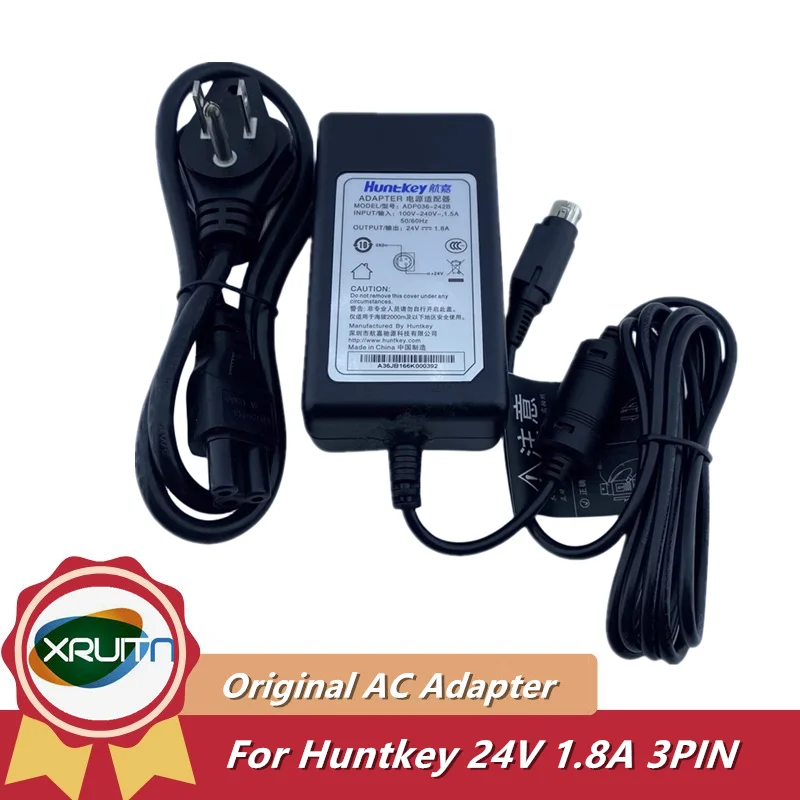 

Genuine HUNTKEY ADP036-242B 24V 1.8A 3 PIN AC Adapter Charger For Printer POS Power Supply