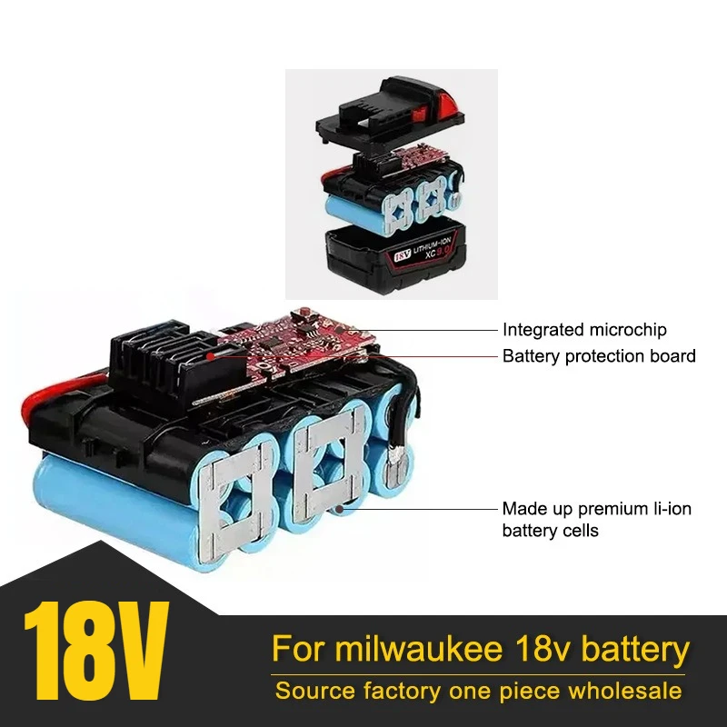 12V 3AH/5AH/8AH M18B5 XC baterie pro Milwaukee lithiové baterie, nabíječka M12-18FC - náhled 3