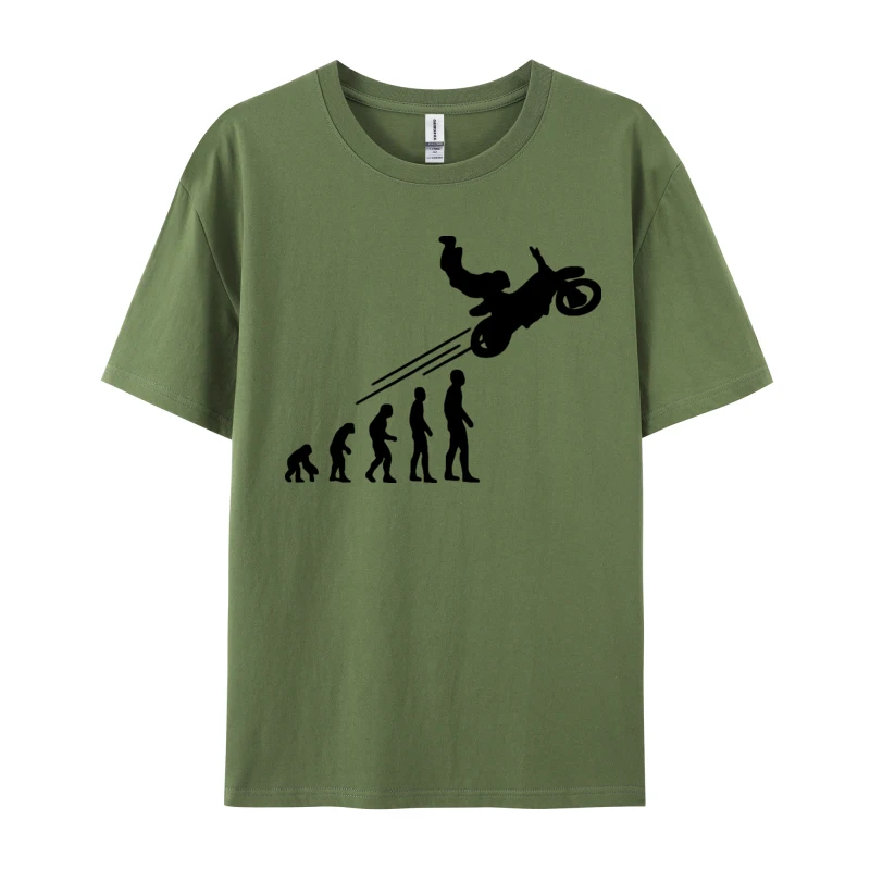 Stuntman With Motorcycle Evolution T-Shirt Camisa Printed Tops Tees Retro Cotton Men Top T-shirts Casual