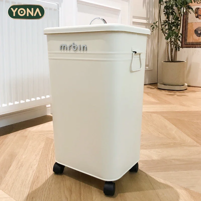 26L Mobile Trash Cans with Wheels Kitchen Home Living Room with Lid Outdoor Patio Tall Large Capacity Kitchen Trash Bin