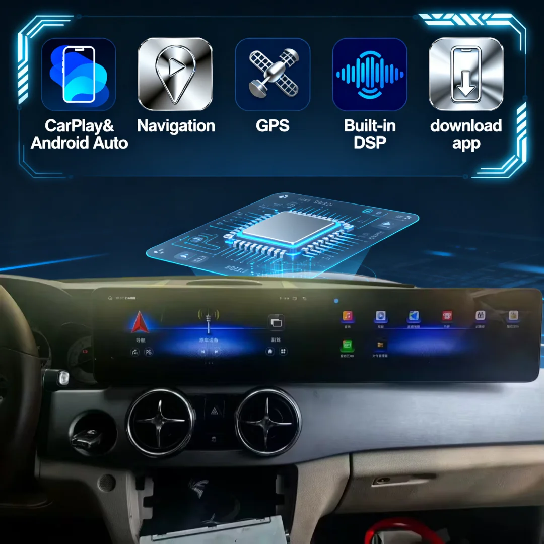 

25,6-дюймовый двойной экран для Mercedes Benz GLK Class X204 2008-2015, автомобильное радио на базе Android, мультимедийный видеоплеер, стерео, GPS-навигация