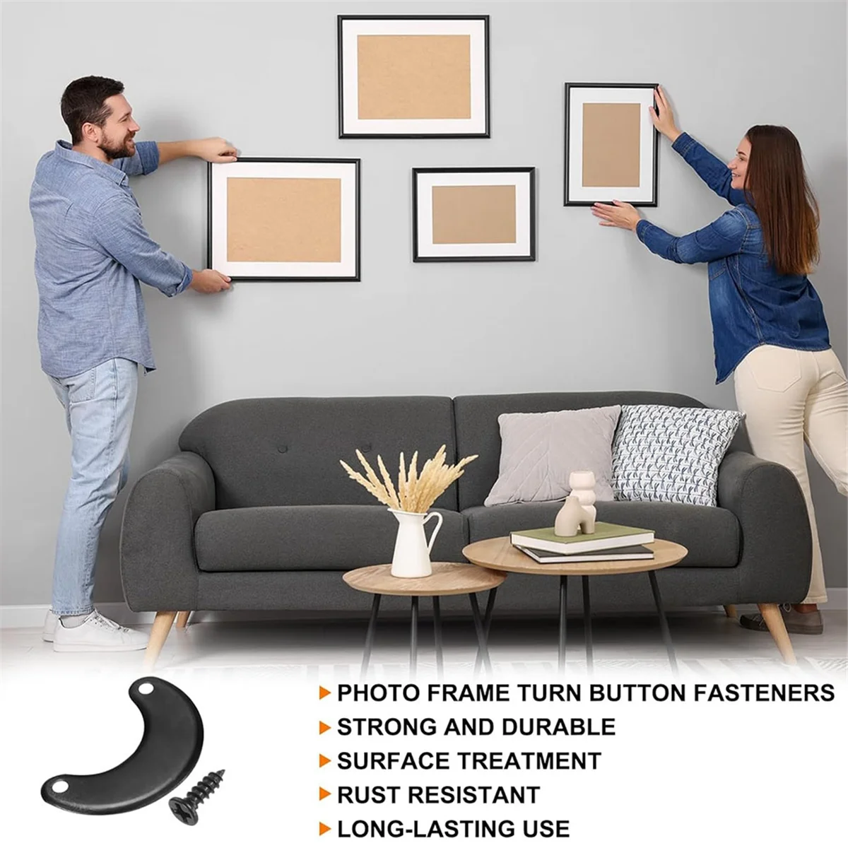 New 200Pcs Picture Frame Backing Hardware Clip with 200Pcs Screws Photo Frame Turn Button Fasteners Picture Backing Clips