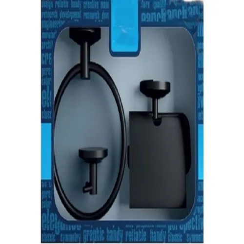 Azm Ironmongery Pisa 3'lü Bathroom Accessory Set Matte Black