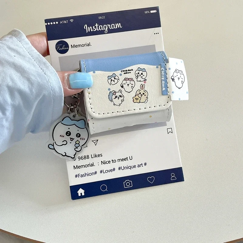 لطيف الكرتون أنيمي Chiikawa حقيبة جلدية حقيبة سماعة الاذن ل AirPods 1 2 3 4 Pro 2021 سماعة لاسلكية تعمل بالبلوتوث سماعة سماعة حقيبة