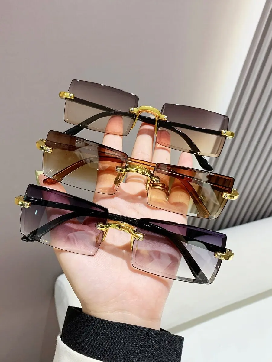 

Набор из 2 безрамочных прямоугольных металлических солнцезащитных очков с градиентными линзами для активного отдыха, путешествий, пляжа и повседневной носки