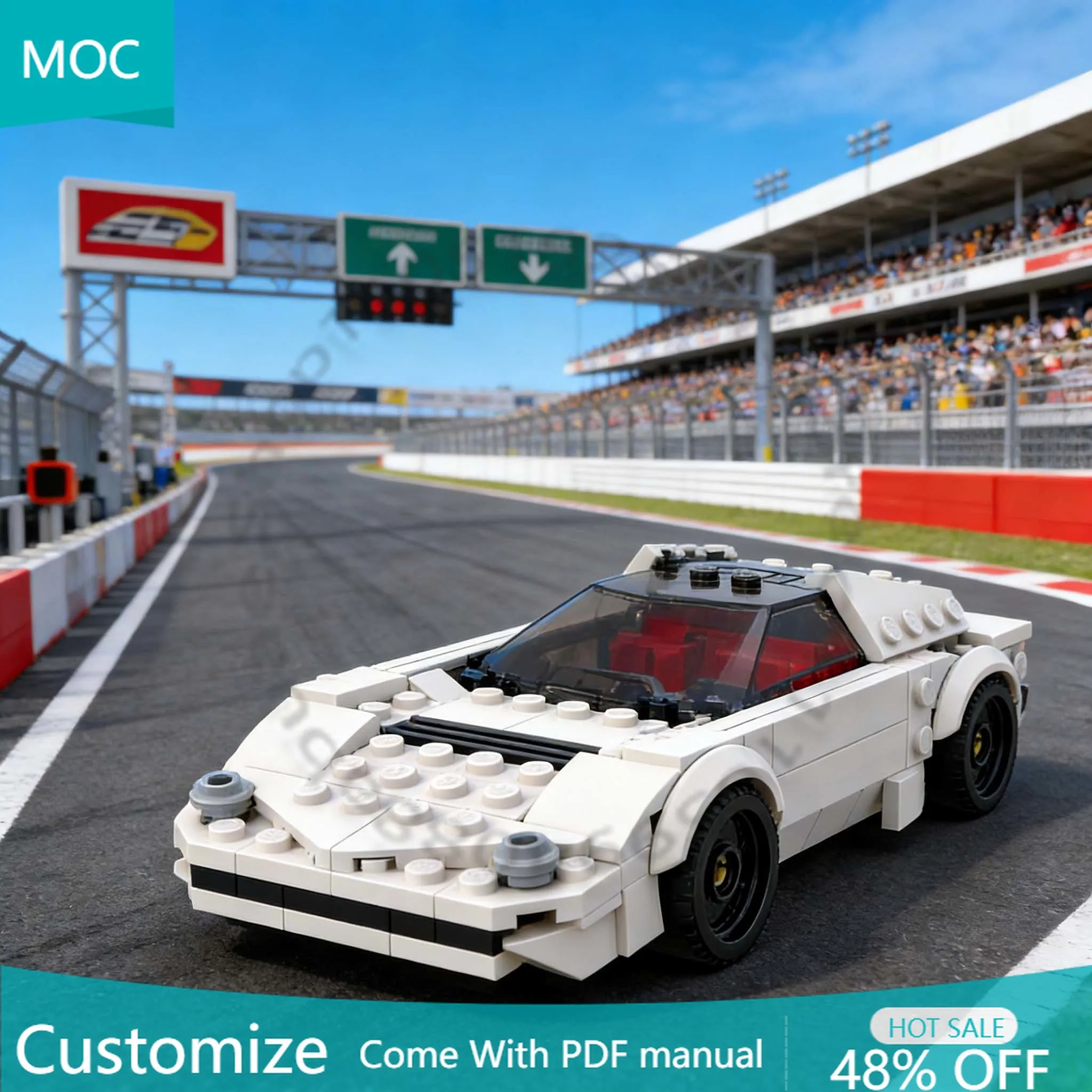 

200 деталей: Собери машину мечты — Миура (альтернативная модель 76908), MOC, модульный конструктор, креативный дизайн, игрушка для самостоятельной сборки, подарок