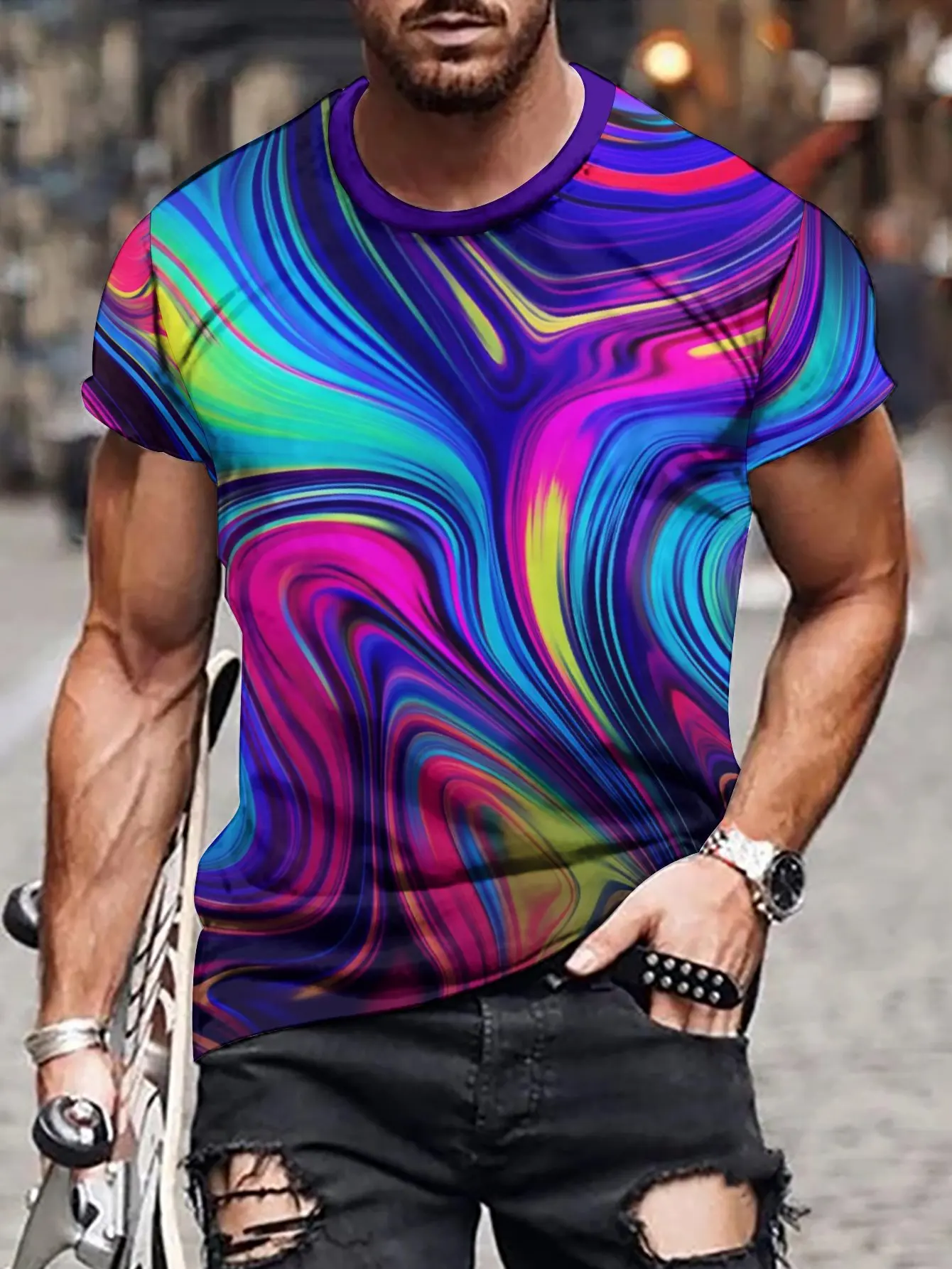 

Новинка 2024, топы и футболки, мужская футболка с короткими рукавами с 3D принтом, мужская одежда, футболки с рисунком