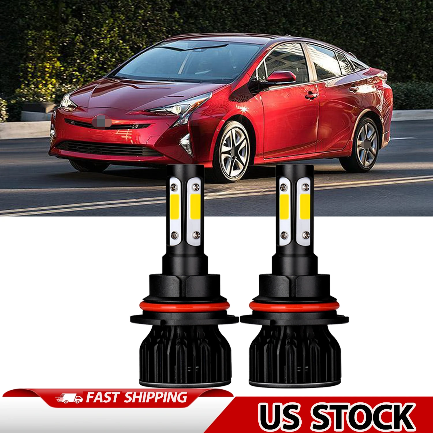 9007 4-Sides COB Chips Car Light Bulbs Turbo LED Headlights 6000K White  Bulit in Drive 150W Headlamps