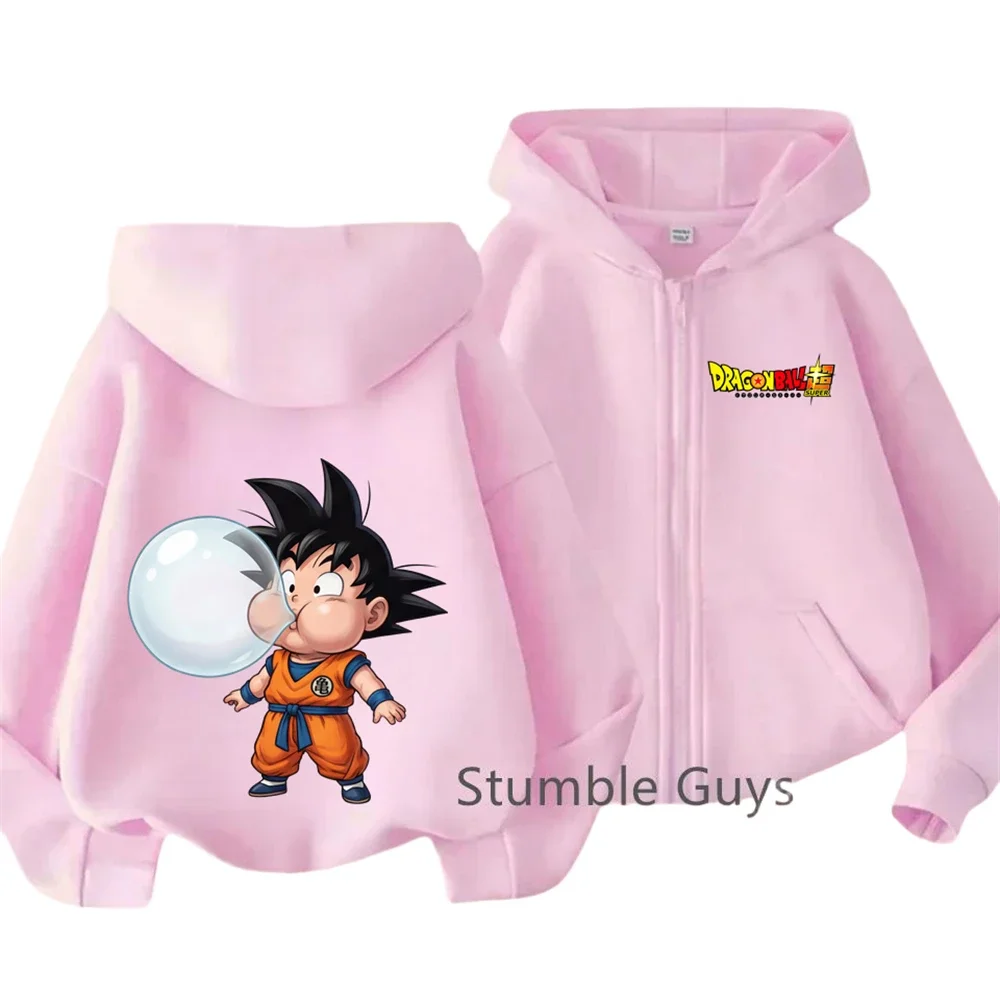 

2026 Fashion Kids Dragon Ball Zipper Hoodie Goku Vegeta Super Saiyan Streetwear Anime Boys Clothes Girls