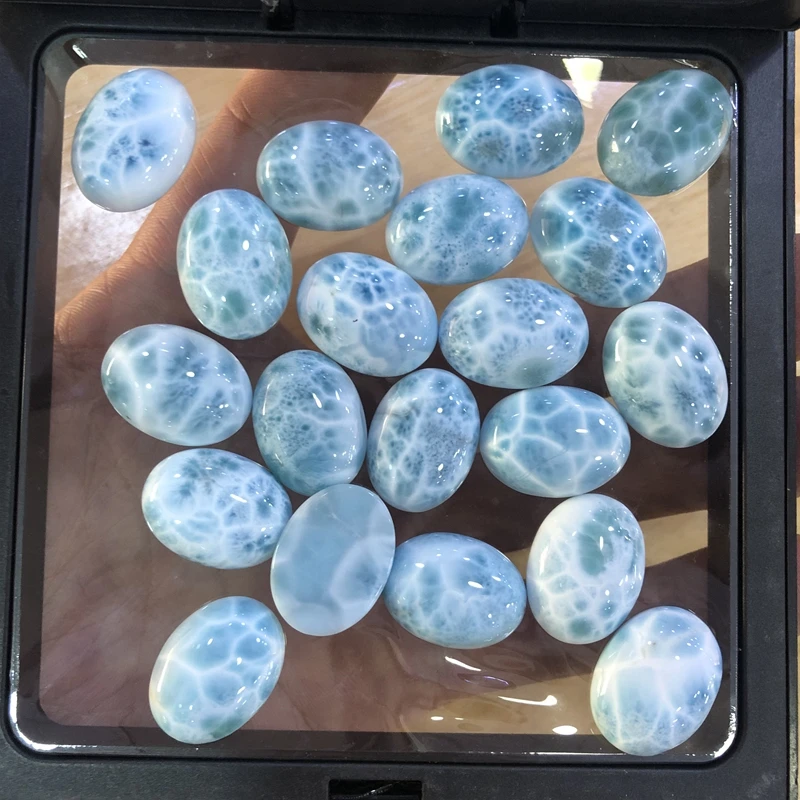 Wholesale 1pcs TOP Quality Blue Larimar Bead Cabochon 15x20mm Oval Gem Stone Beads Cabochon Ring Face