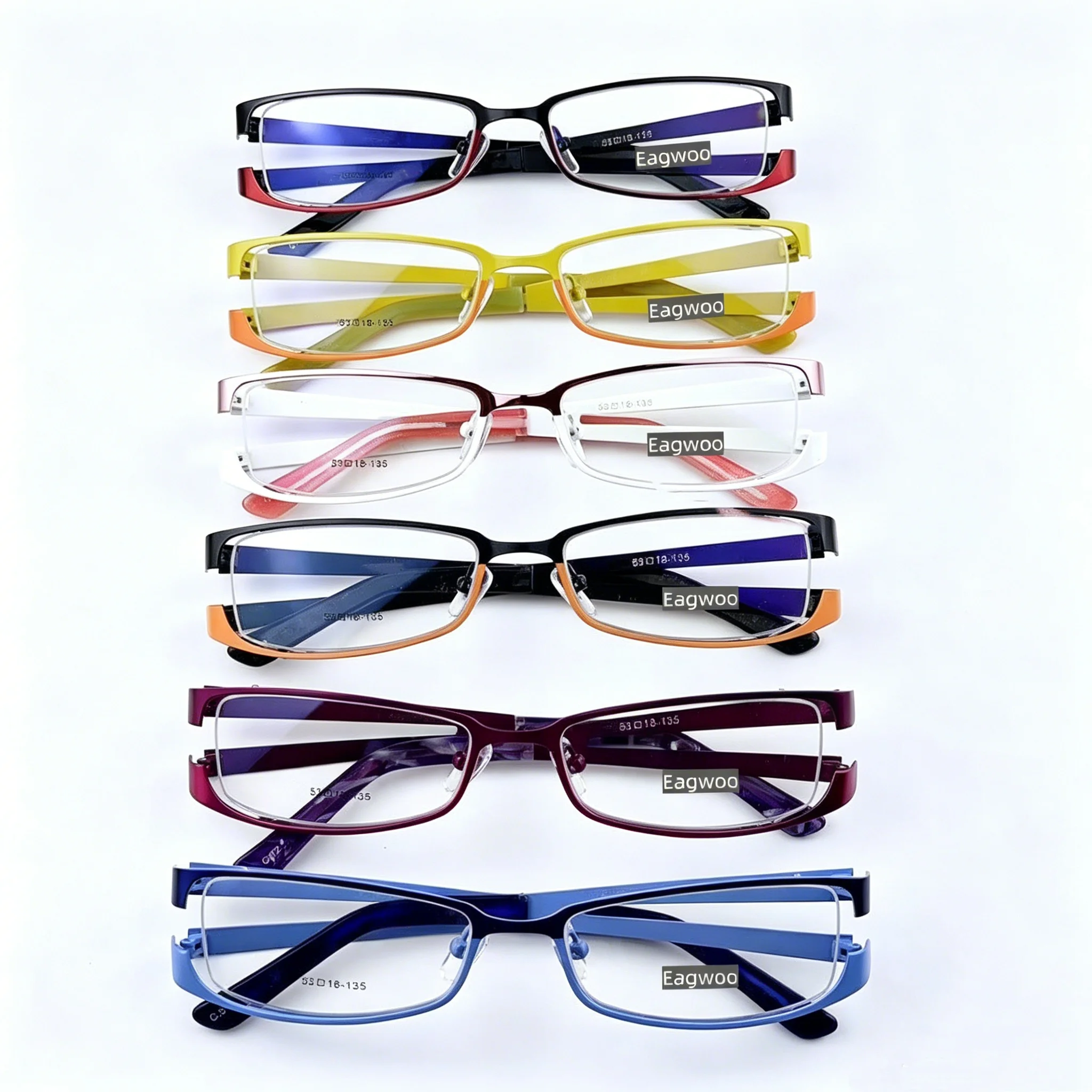 EAGWOO Women's Full Rim Optical Frame Prescription Eyeglasses Wide 53mm Designer Eye Glasses Blue Yellow Purple