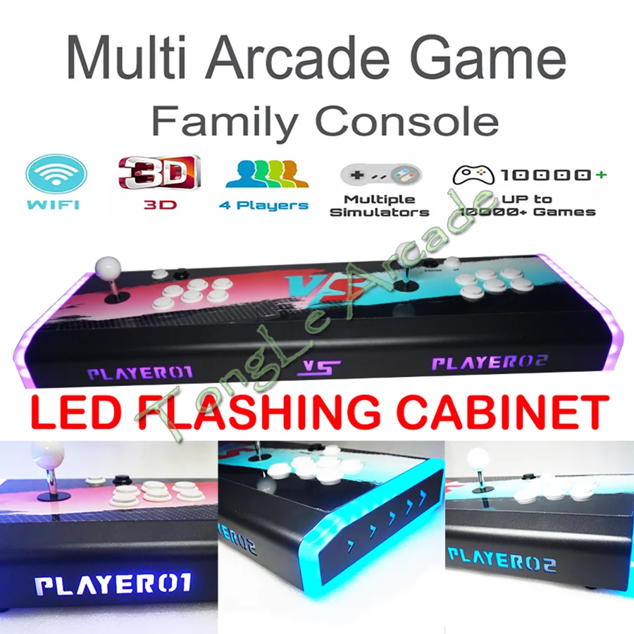 

Светодиодный мигающий шкаф 3D PandoraSaga WIFI Box DX 26800/10888 в 1 Аркадная палка Ретро боевая игровая консоль Поддержка 4 игроков