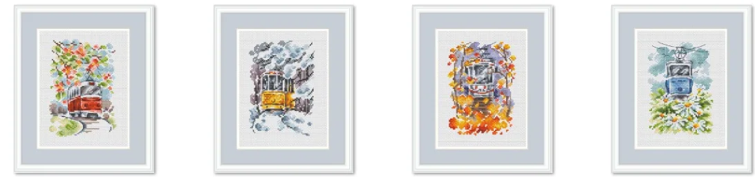 

Cross Stitch Kits, Embroidery, Cotton Thread, DIY, Autumn, Fairy Lady, Aida Fabric, Seasons Tram - Autumn 20-24
