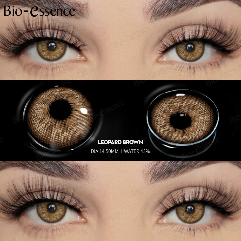 Bio-essence 1 Paar farbige Kontaktlinsen für Augen, graue Pupis-Grün-Augenlinsen, jährliche Modelinsen, kosmetische Augenkontaktlinsen