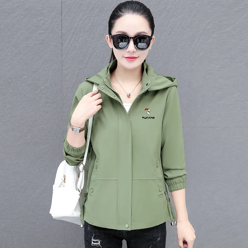 

TUCANO Women's Casual Loose Jaet ort Outerwear Autumn 2024 New Sle Faionable Polyester Fiber Zipper Closure Coat