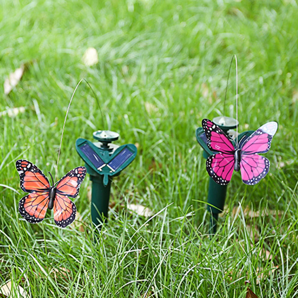 5-1PCS Solar Powered Dancing Flutterin Butterflies Windmill Yard & Garden Stakes Decors Outdoor Farmland Flower Pots Decorations