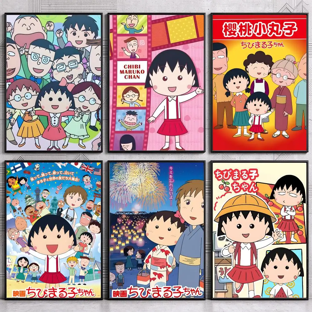 90s Visual Anime Art Decor Illustration Chibi Maruko-chan Poster Modern Wall Art Bedroom Living Room Print Unframed