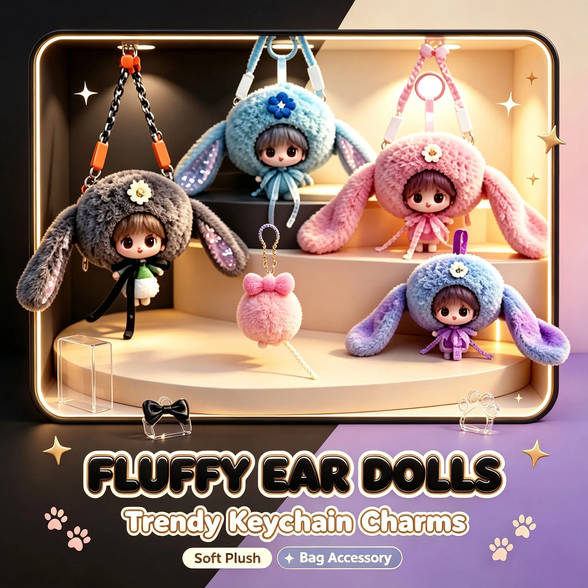 Lovely Lucky Official 2026 Trendy Fleece Collection Zero-Purse Series Theme, Popular Wallet Doll Keychain Fur Toy, Gift for Girl