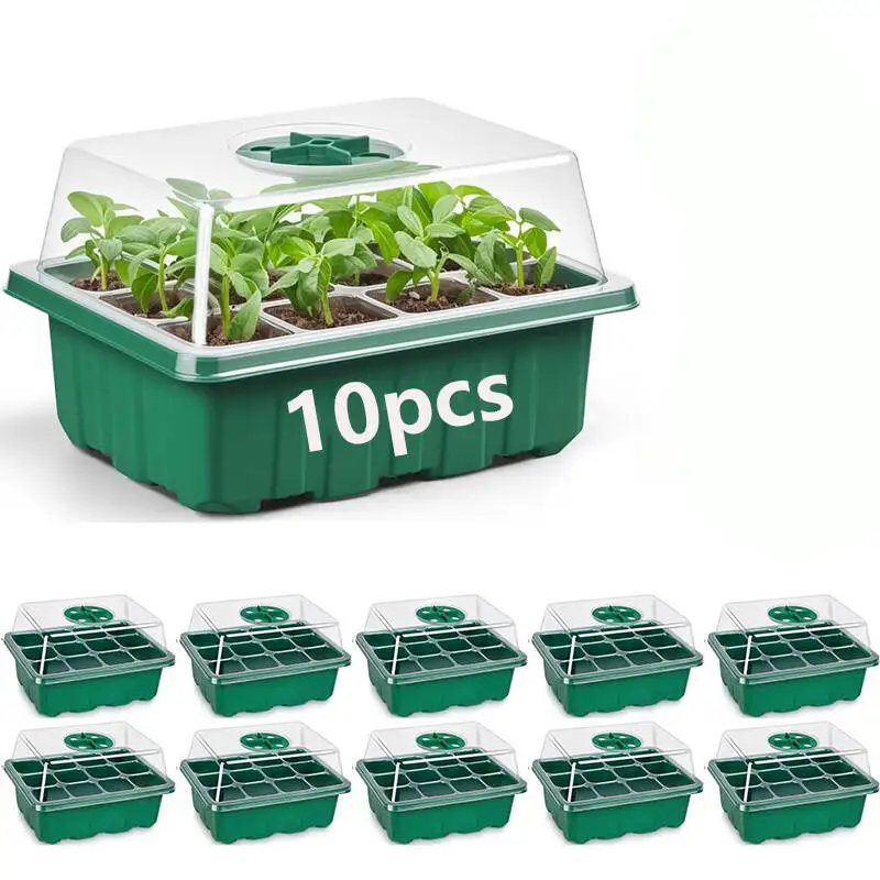10pcs Cells Hole Plastics Plant Pots Grow Box Plant Seedling Pots Gardening Sowing Tray Tools Hydroponics Growing System Indoors