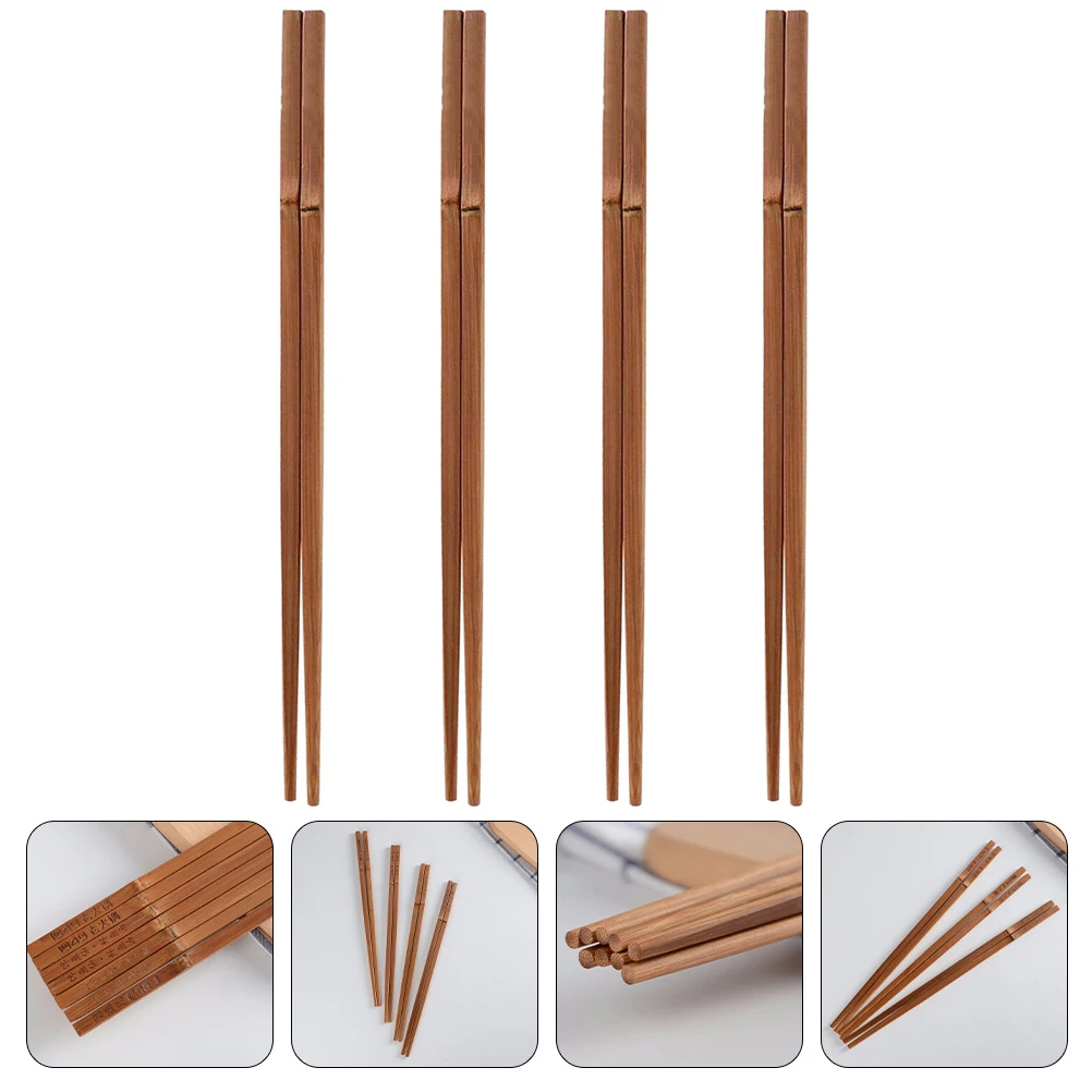 

4 Pcs Extra Long Bamboo Chopsticks for Cooking Frying Hot Pot Reusable Wooden Kitchen Tools Eco Friendly Storage