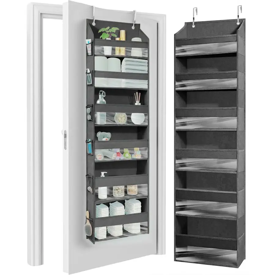 

UPGRADED 6 Tiers Over The Door Organizer Hanging 100D EXTRA THICK amp 50lbs HUGE CAPACITY, 12 Side Mesh Pockets Over The Door Sh