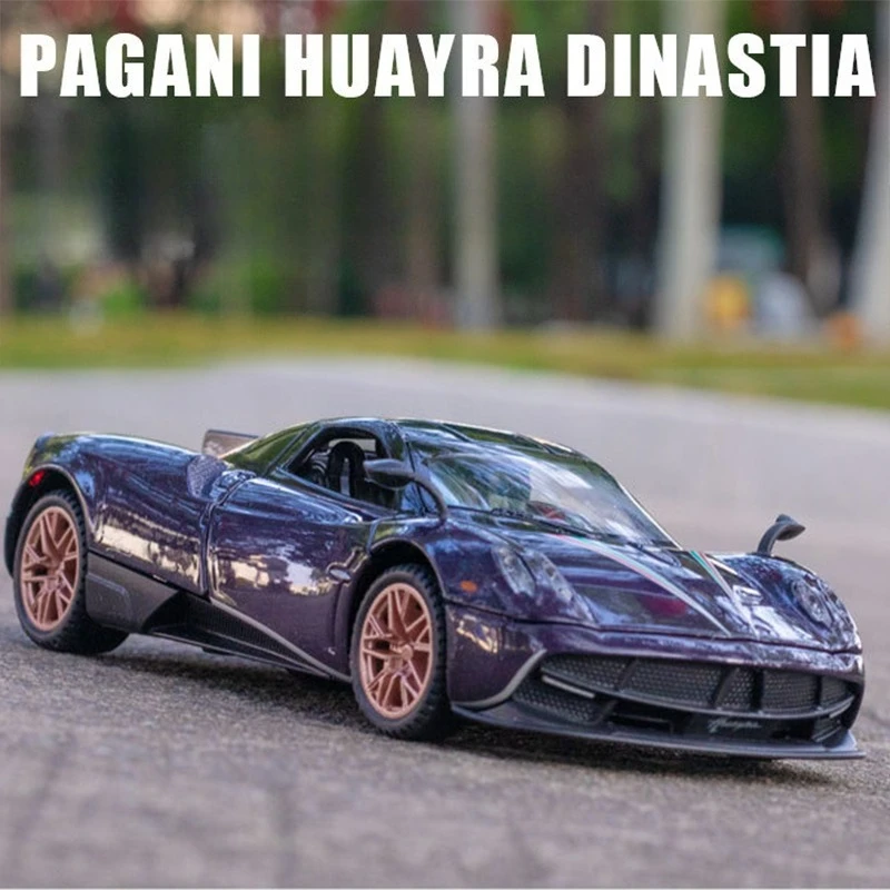 1:32 파가니 우아라 스포츠카 시뮬레이션 다이캐스트 금속 합금 모델 자동차 사운드 라이트 풀백 컬렉션 어린이 장난감 선물