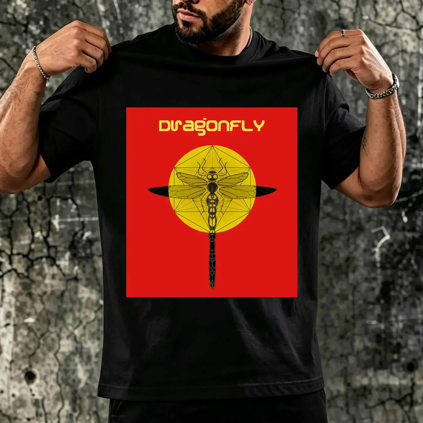 washed T Shirt Psychedelic Trance Music Dragonfly Records Mens Cotton vintage Washed designer clothes Top For Everyday Wear