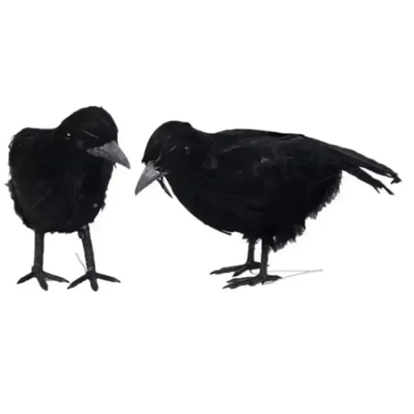 3pcs/set Halloween Black Crow Fakes Bird Feather Animal Festival Decoration Props Party Supplies Garden Statues Sculptures