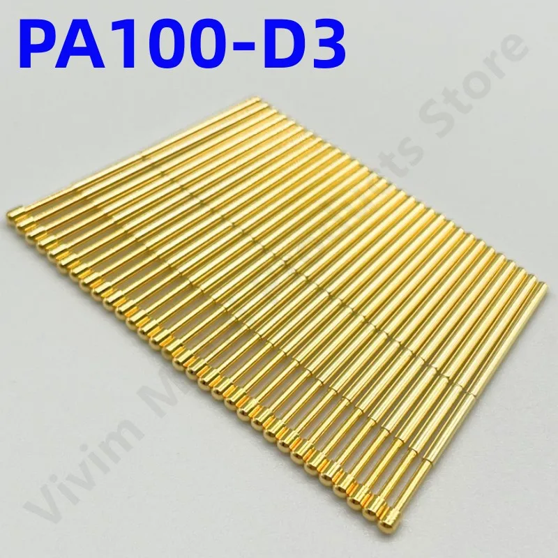 

100PCS PA100-D3 Spring Test Probe PA100-D Test Pin P100-D P100-D3 Test Tool 33.35mm 1.36mm Needle Gold Tip Dia 1.80mm Pogo Pin