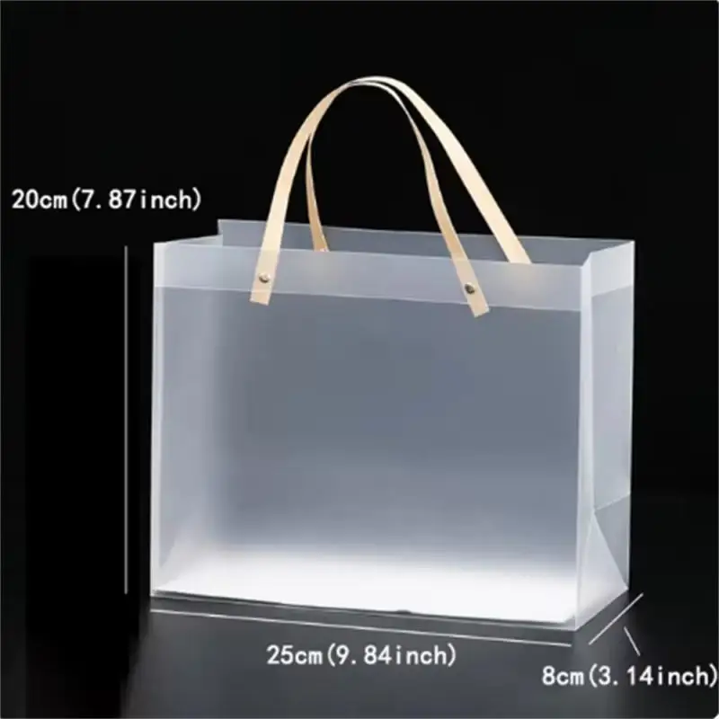 1PC Frosted Tote Bag PVC Transparent Waterproof Eco-friendly Companion Gift Candy Bag 25x8x20cm Holiday Gift Bag Christmas Party