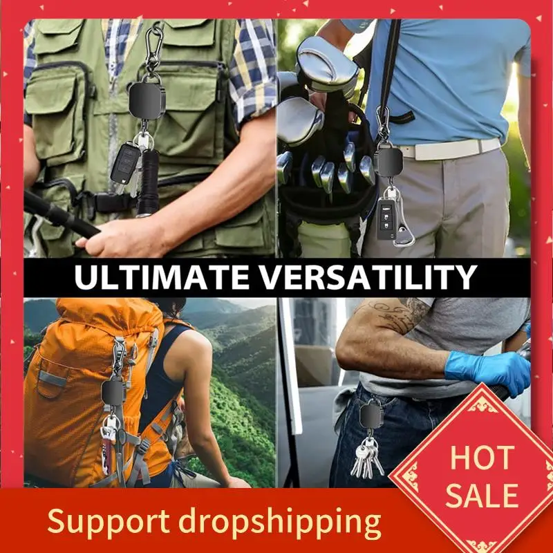 

Металлический брелок B44C, сверхмощный металлический держатель для бейджа, катушка для ключей, брелок-карабин с зажимом для ремня, стальной шнур 27,5 дюйма