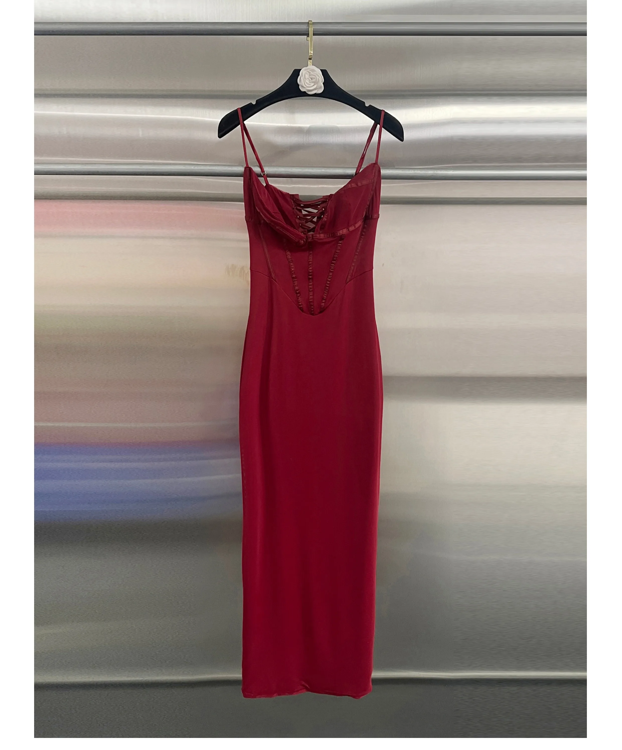 ชุดเดรสยาวสีแดงแบบรัดรูป แขนกุด สำหรับผู้หญิง สไตล์เซ็กซี่ เหมาะสำหรับงานแต่งงาน งานปาร์ตี้ งานราตรี งานพรอม งานเลี้ยงกลางคืน งานวันเกิด  แบบถัก