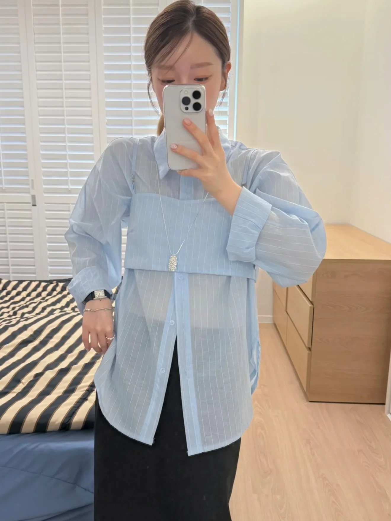 

Women's Summer New Stripe Sun Protection irt Design Sense ort Strap Top Ba Belted Bubble Sve Long Sve Polyester