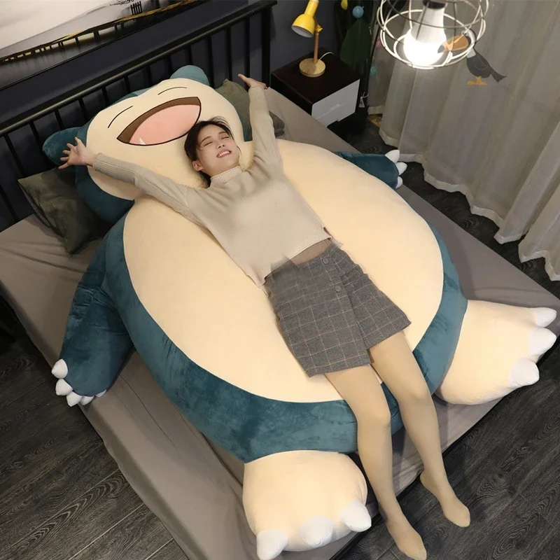 Peluche gigante de Snorlax para niños, figura de Anime de Pokémon de 200/150cm, peluches Kawaii de piel suave, sin relleno, almohada, regalos