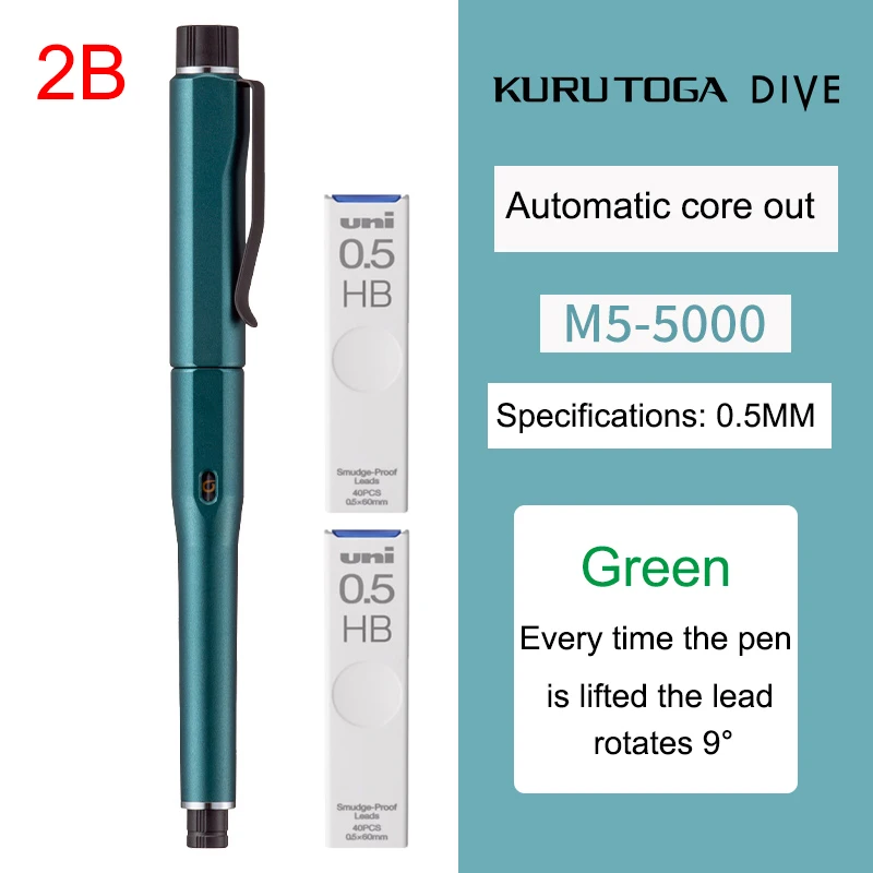 Imagem -03 - Japão Uni Kuru Toga Dive Lápis Mecânico M55000 Automático Núcleo Chumbo Auto-giratório 0.5 mm Desenho Avançado Art Papelaria Novo