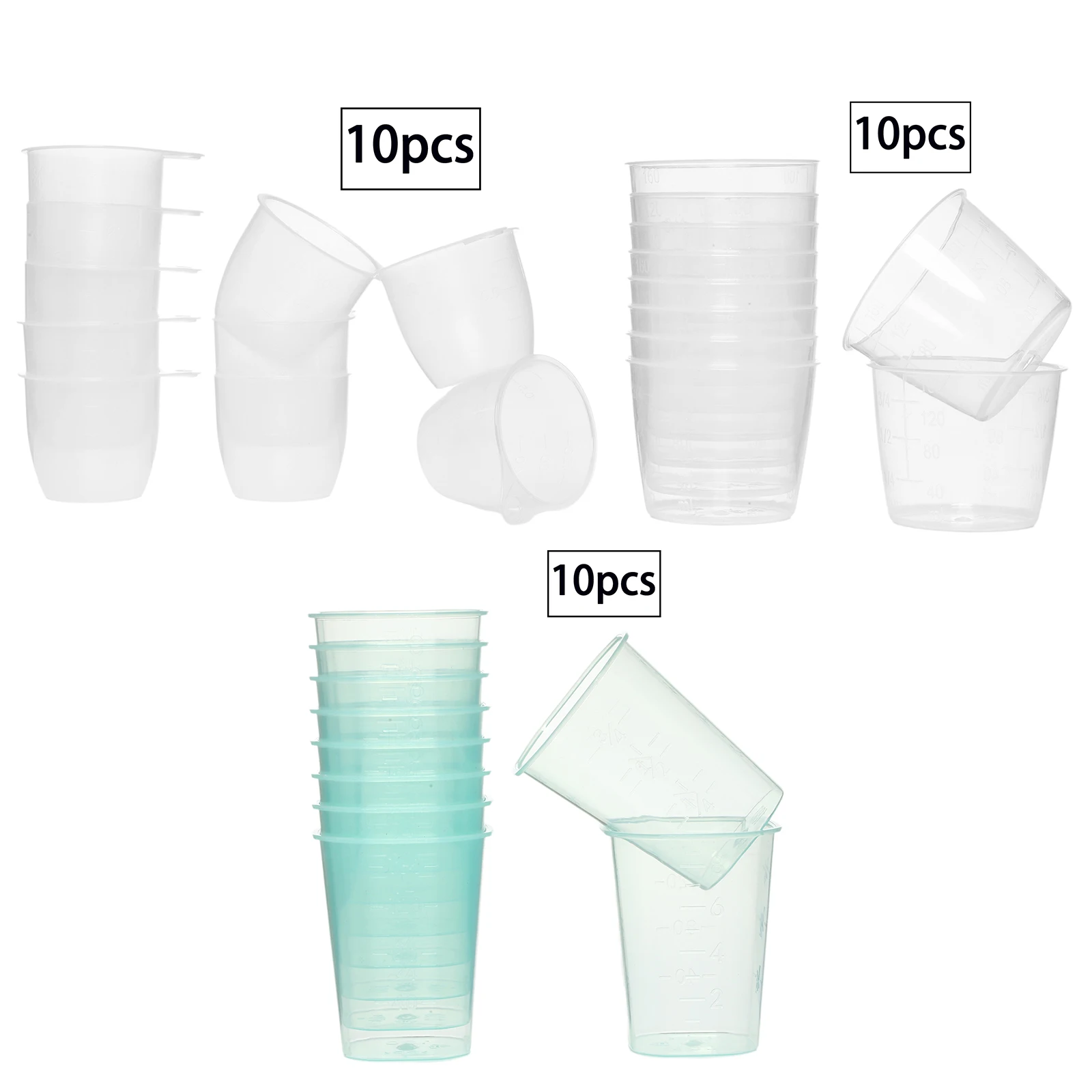

10Pcs Transparent Rice Measuring Cup Mixing Cup Plastic Rice Cooker Liquid Container Ingredient Beaker Chemicals Lab Bake Scales