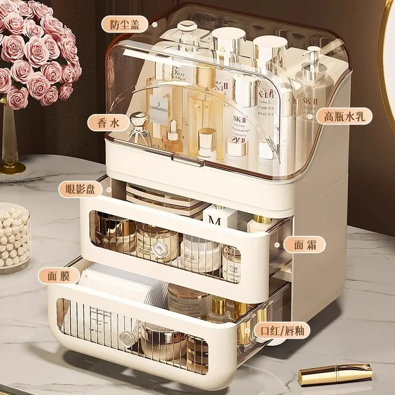 Multifunctional Cosmetic Storage BoxDressing Table Skincare Shelf with Drawers Desktop Makeup Organizer  Elegant Design