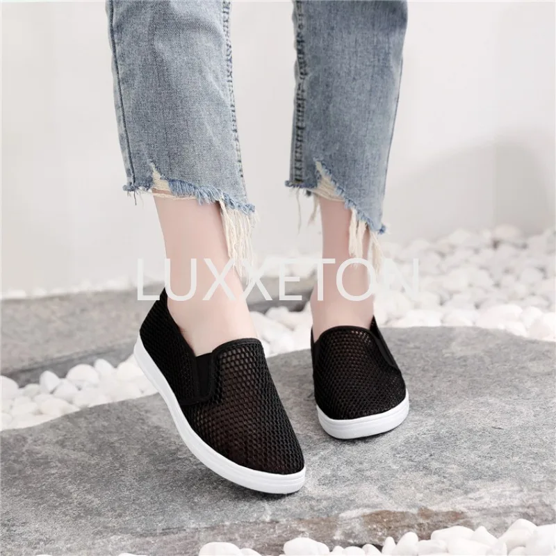 Spring/Summer Korean version Womens Shoes Mesh Breathable Leisure Walking Fashion Anti slip Lightweight Shallow Mouth Flat Shoes