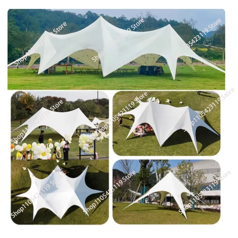 Outdoor camping tarp tent super large giant campsite commercial multi-mountain sun and rain proof double peak three peaks
