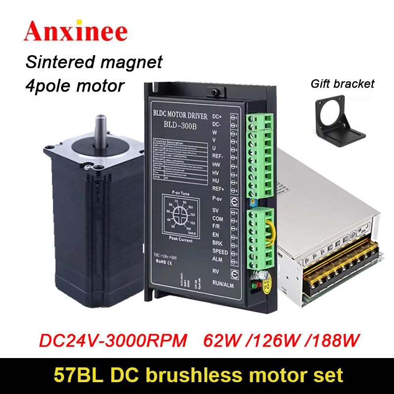 

48V 400W/600W DC Three Phase Brushless Motor 3000rpm With Hall and Driver Set 60BL 0-5V/PWM Speed Controller