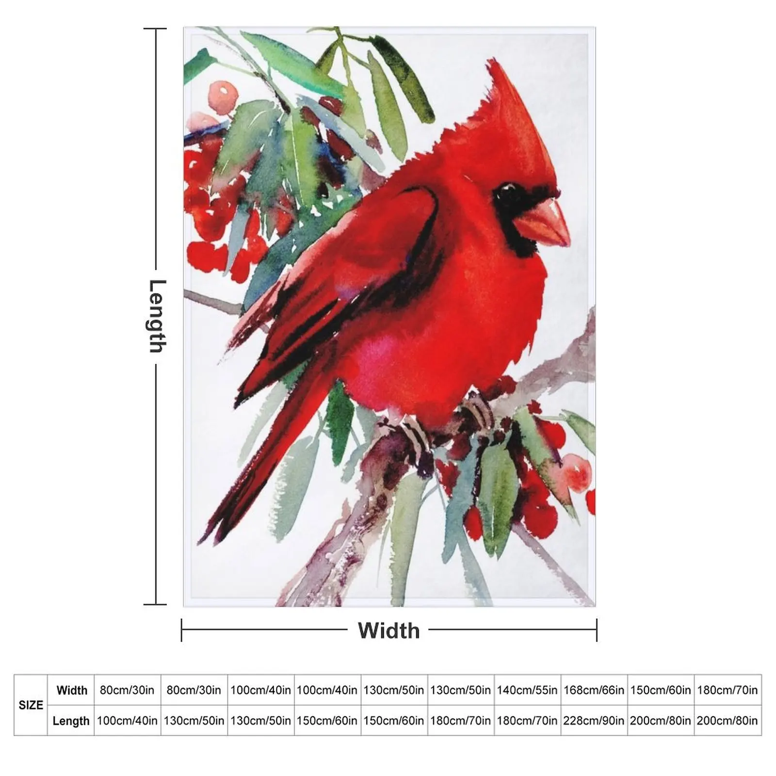 Red Cardinal Throw Blanket couch cozy soft plush fuzzy picnic outdoor blanket