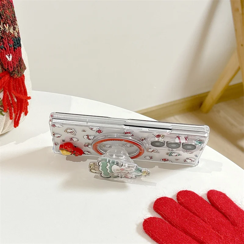 الكورية لطيف عيد الميلاد Hellokitty المغناطيسي قضية الهاتف لسامسونج غالاكسي Z أضعاف 7 6 5 غطاء مع سلسلة حامل لحالات Magsafe Ca